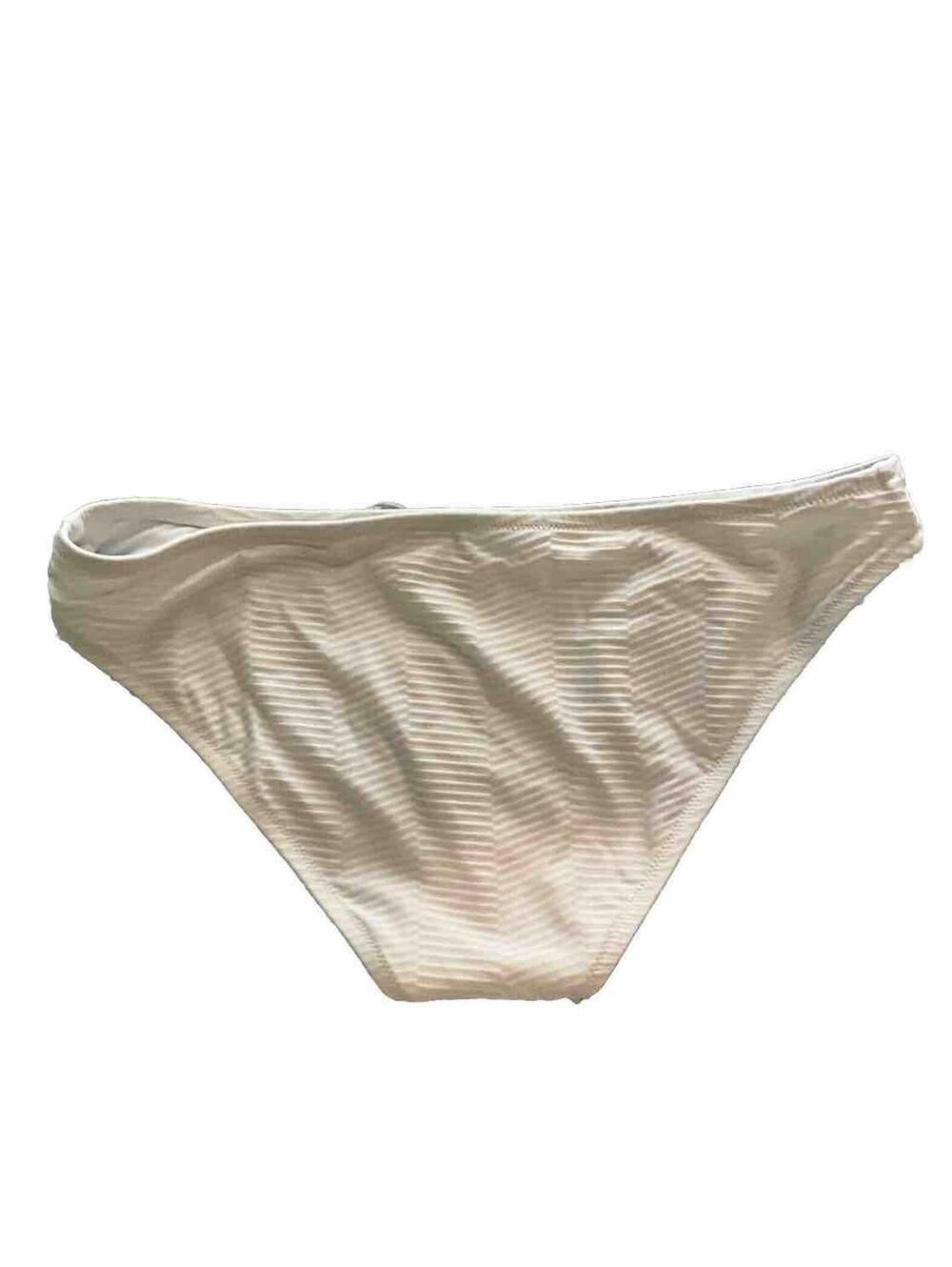 Shade & Shore Women’s White Textured Mid-rise Bikini Bottoms -L - Picture 2 of 4